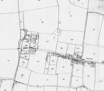 Fig.4 Tithe map of Canewdon, 1840, showing further development mainly on the south side of the High Street and the rectilinear arrangement of fields in the surrounding landscape