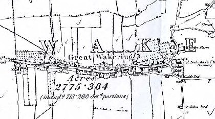 Fig. 4 First edition OS map of Great Wakering, 1880.