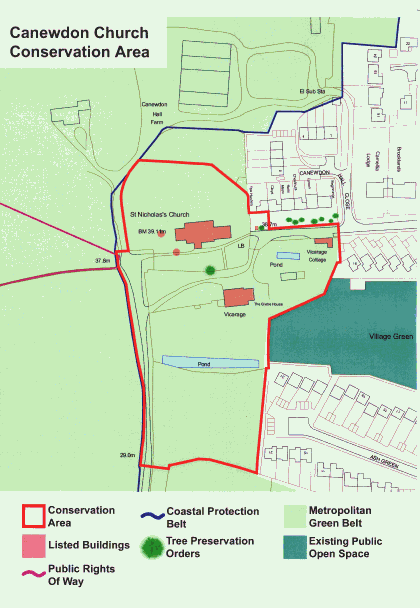 Fig. 2 Canewdon Church conservation area showing statutory designations