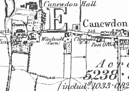 Fig. 6 Canewdon from the 1st edition OS map, 1873. Further development has occurred to the north of the High Street, but the west end towards the church is undeveloped