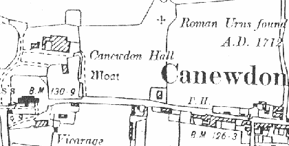 Fig. 7 Canewdon from the 2nd edition OS map, 1897. This map shows the continuing separation between the church/hall complex and the village settlement along the High Street