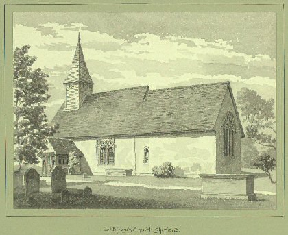 Figure 4. Wash drawing of St Mary's church by A.M. Bamford, c.1900