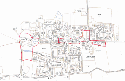 Fig. 1 Canewdon showing the Church and the High Street conservation areas.