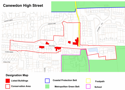 Fig. 2 Canewdon High Street conservation area showing statutory designations.