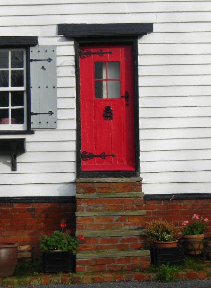 Fig. 14 Painted boarded door, Post Office Cottages.