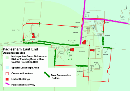 Fig. 1 Paglesham East End conservation area showing statutory designations.