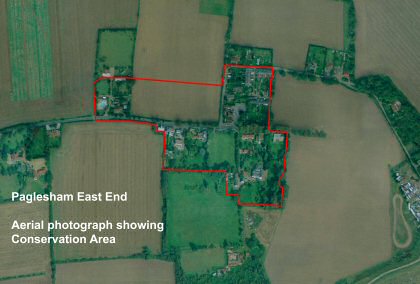 Fig. 3 Aerial photograph of East End, showing conservation area boundary.