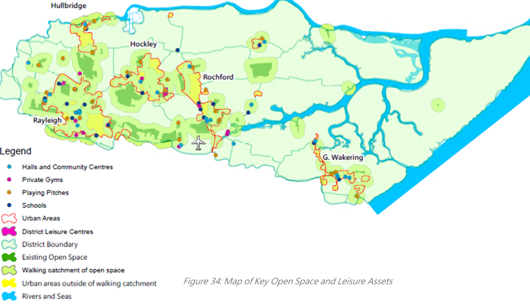 Figure 34: Map Marked with Key Open Space and Leisure Assets