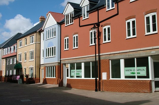 Town new homes and shops Landscape