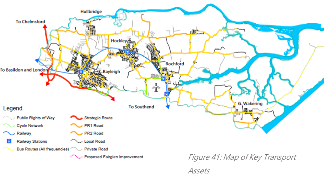 Figure 41: Map marked with Key Transport Assets