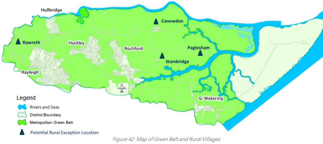 Figure 42: Map marking the Green Belt and Rural Villages