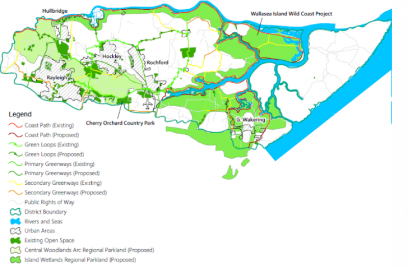 Figure 32: Map with Key Green and Blue Infrastructure Assets marked