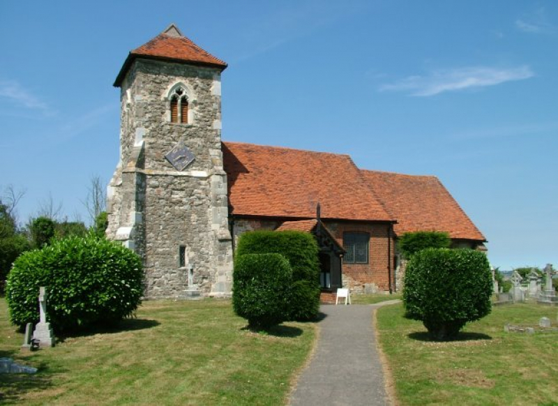 Image of a church and cemetery