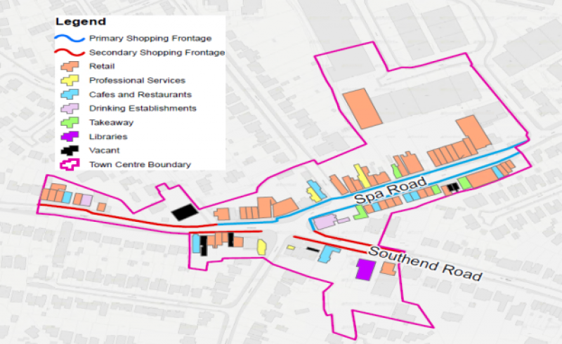 Figure 40 – Map with Boundries of Hockley Centre Using Class Mapping (2020)